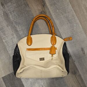Danier Cream and Black Satchel with Tan Accents (Lock And Key)